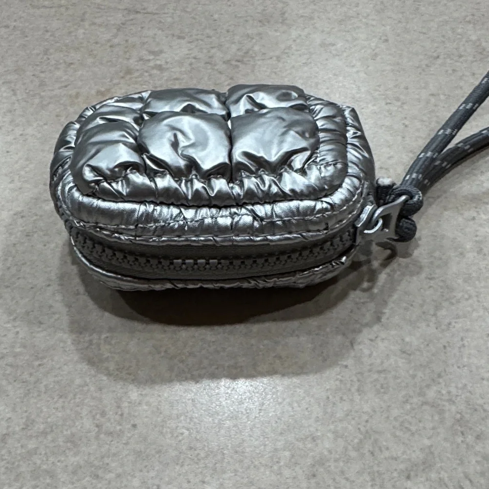 Metallic Silver Quilted Wristlet NWOT